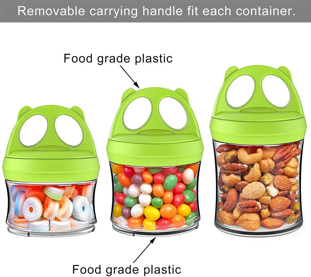 SELEWARE Portable Stackable Food Storage Containers for Snacks Formula Powder and Drinks Twist Lock System Airtight Leak-proof BPA and Phthalate Free 4 Piece Jars 31oz Blue