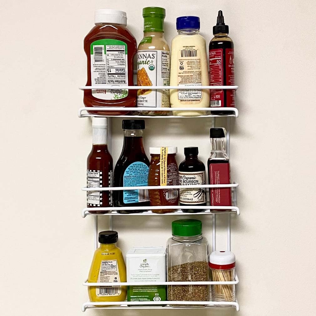 Evelots Over the Door Pantry Spice Rack Organizer -6 Tier -Holds up to 54 Spices- Adjustable Metal Baskets for Kitchen, Bathroom Storage & Organization (White) No Tool Easy Install