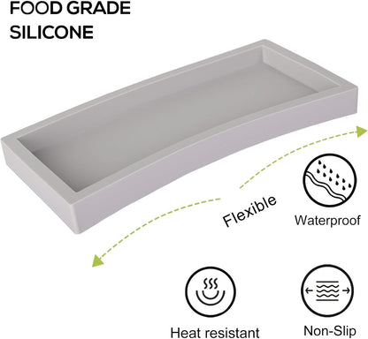 Small Silicone Bathroom Vanity Tray Rectangle Soap and Sponge Holder Kitchen Sink Organizer for Scrubber, Lotion Bottles, Perfume, Jewelry, Candle, Key Trinket Ring, Black