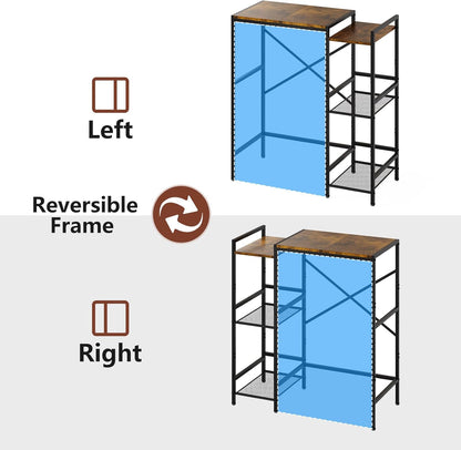 Yuyetuyo Mini Fridge Stand with Storage Shelves, Wine Cabinet, Microwave Stand, Coffee Bar, TV Stand, Bakers Rack, Beverage Refrigerator Table Adjustable for Dorm Apartment Kitchen Rustic Brown