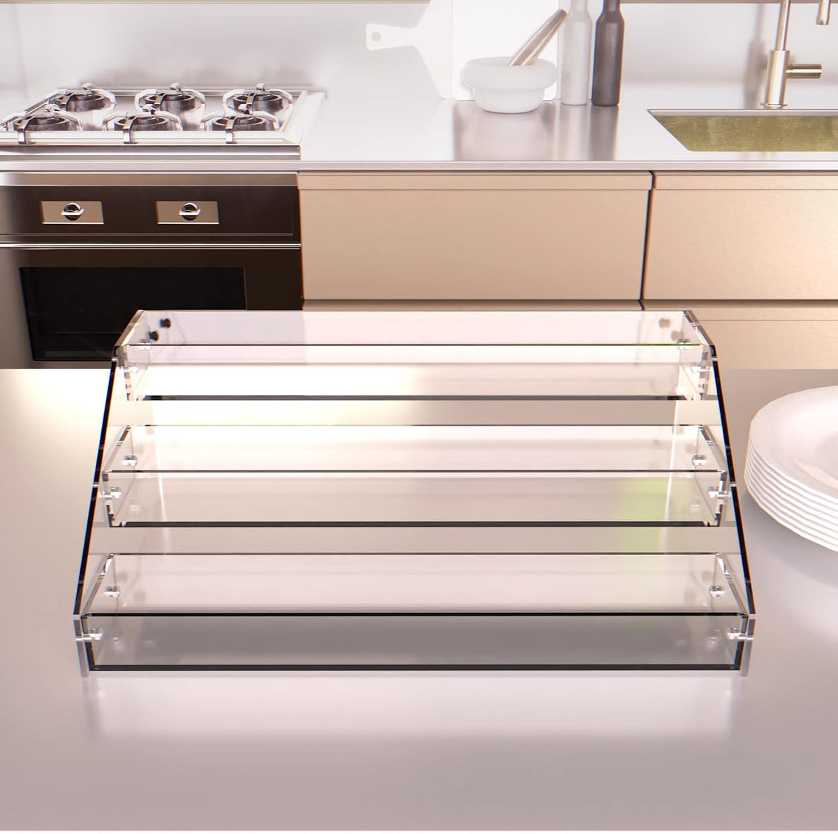 Tiered Spice Rack Acrylic, 7 Tier Clear Spice Rack Organizer for Cabinet, Vertical Spice Rack Shelf Durable Kitchen Seasoning Organizer for Countertop, Cabinet, Pantry, Kitchen Storage (7 Tier)