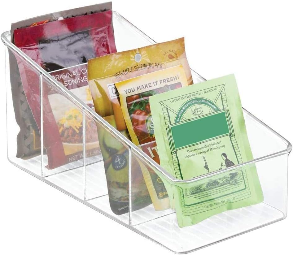 VALINK Large Plastic Food Packet Organizer Caddy Storage Station for Kitchen Pantry Cabinet Countertop Holds Spice Pouches New