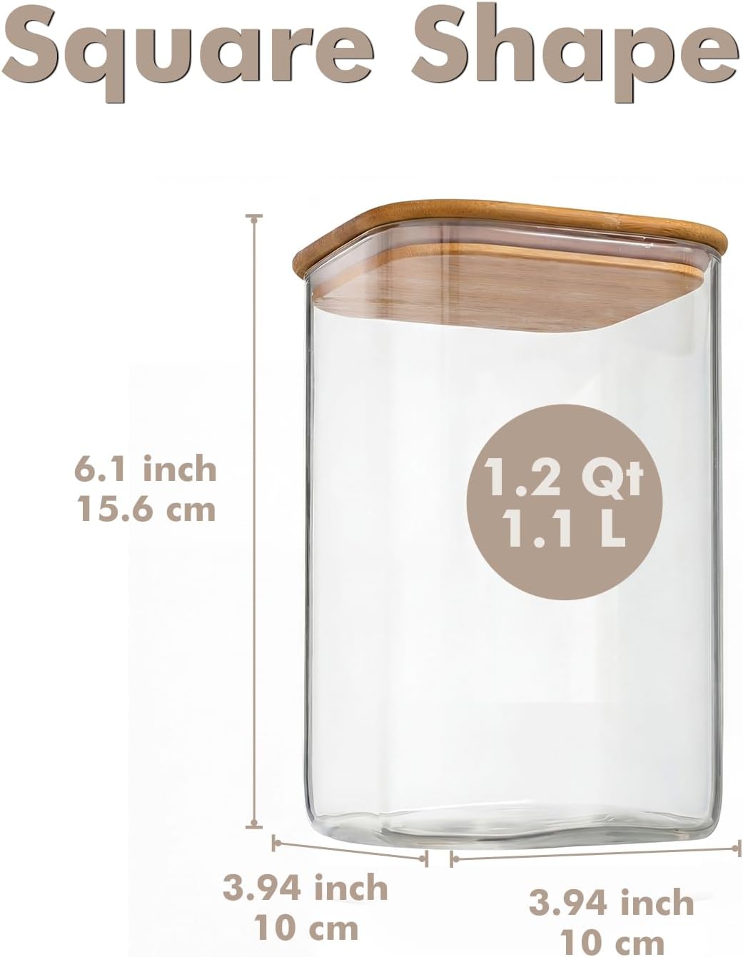 3-Pack 2.2Qt Square Glass Spaghetti Jars with Bamboo Lids, Tall Food Storage Containers for Pantry Organization, Elegant Kitchen Storage Canister for Pasta, Penne, Macaroni, Lasagna, Fusilli
