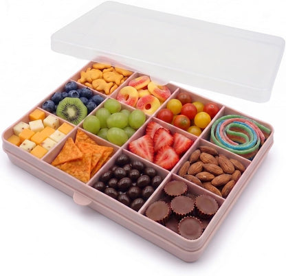 melii Snackle Box |12-Compartment Snack Container with Removable Dividers, BPA-Free Food Storage for Travel, School & On-the-Go Snacks, Kids & Family Organizer (Grey)