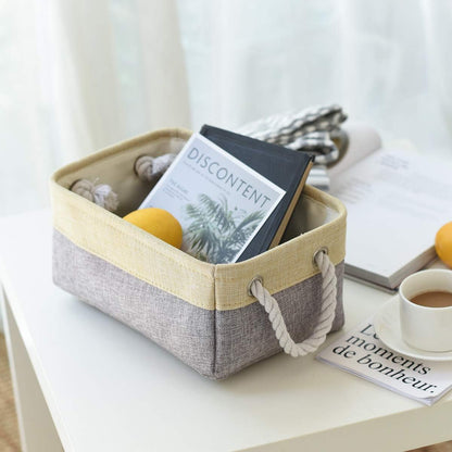 Fabric Storage Bins 12x8x5 inch [6-Pack] with Rope Handles - Decorative Baskets for Organizing