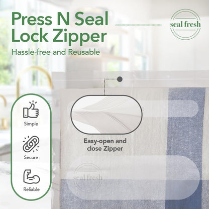 Seal Fresh 3 Gallon Large Plastic Storage Bags – 16" x 18" (15 Count) – Reusable XXL Extra Large Clear Jumbo Zip Bags with Sealable Zipper Top For Clothes, Travel, Moving
