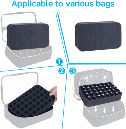 2 Pack Nail Polish Organizer Holder Foam Pad with Slots for Storage 60 Bottles (15ml/0.5fl.oz) Nail Polish or Essential Oil Tray for Drawers Black