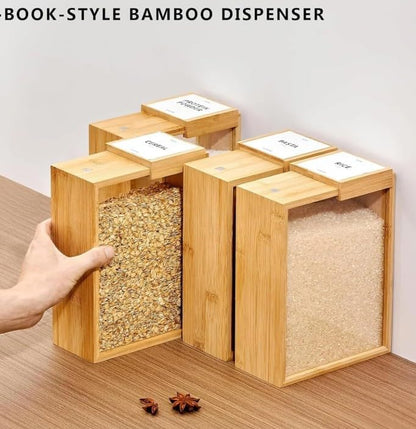 Bamboo Food Dispenser 3L | Kitchen Organizers and Storage | Food Containers & Cereal Dispenser for Pantry Organization And Storage Container | Cereal, Rice, Flour, Snack