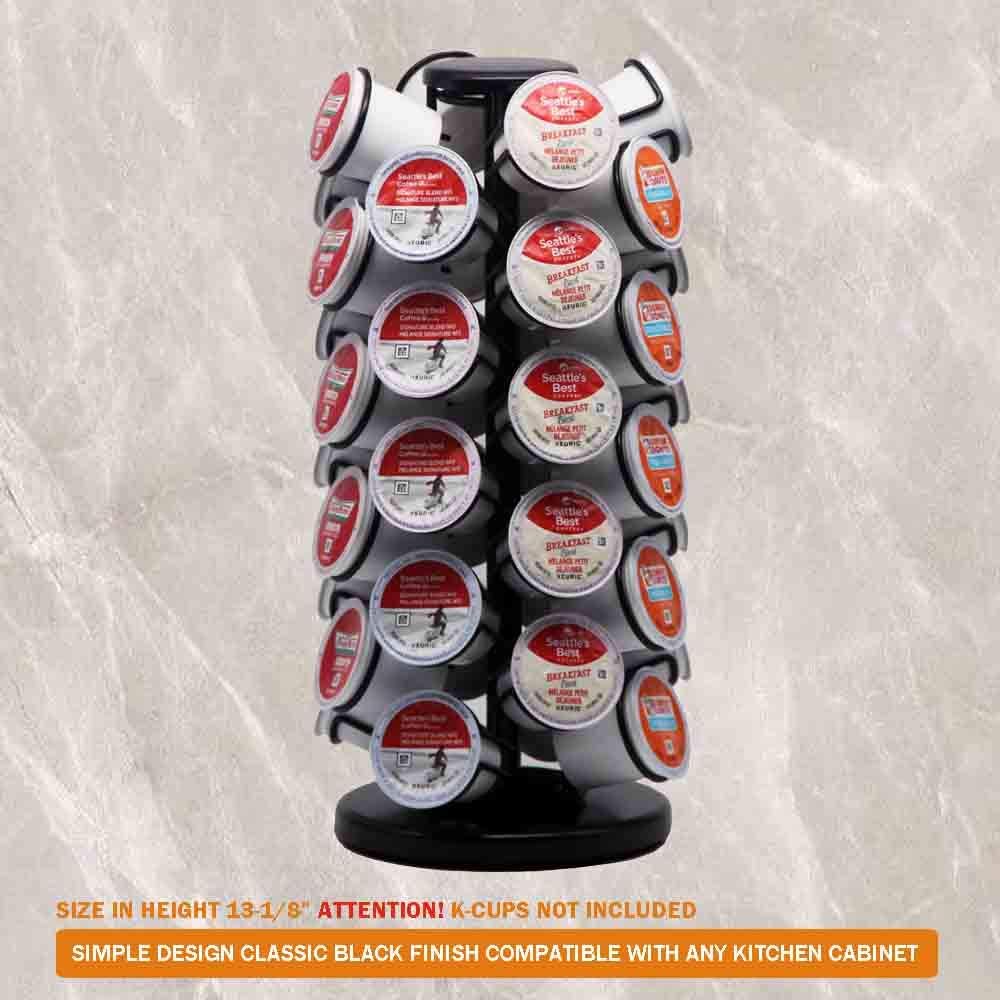 BLACKSMITH FAMILY 36 K Cup Pod Carousel Easy Assembly Design K Cup Holders,K Cup Holder, K Cups Holder,K Cup Carousel, 4-Tier Coffee Pods Holder Storage Organizer Stand,Glossy Black