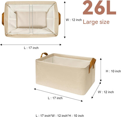 SNWDN Closet Cloth Storage Bins for Shelves, Medium Storage Baskets for Shelves, Fabric Bins for Closet organization with Handles（ Gray 15''L x 10''W x 8''H）