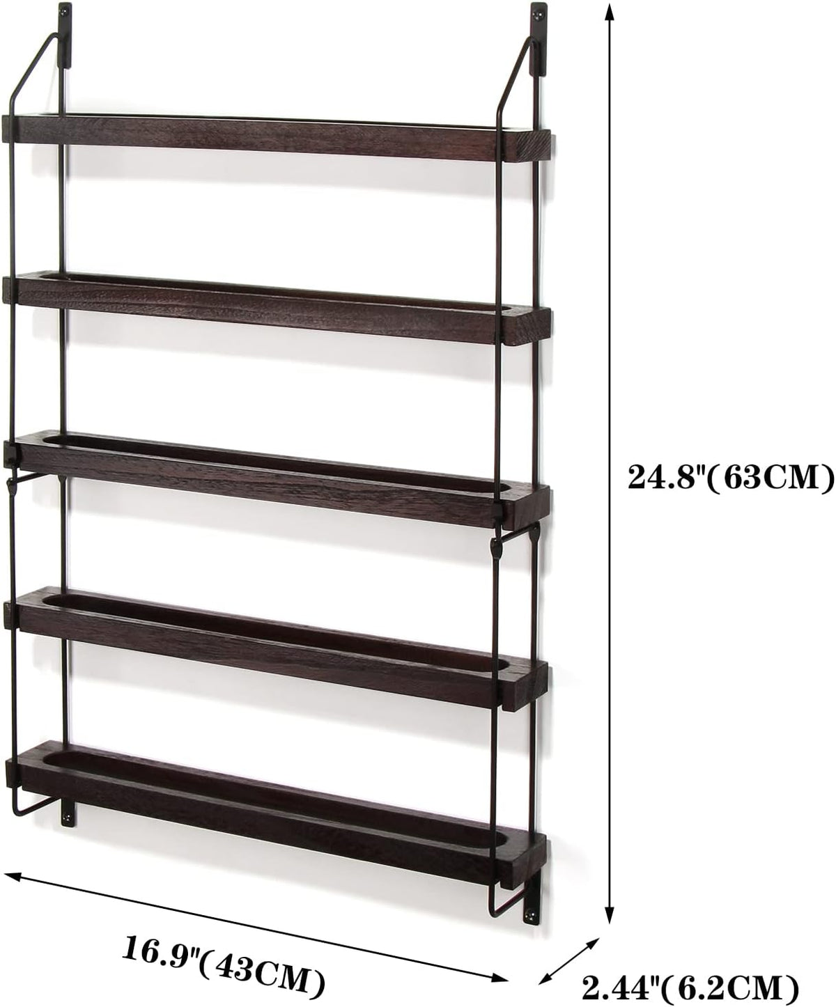 THYGIFTREE Essential Oil Storage Shelf Wall Mounted 16.9" Wooden Essential Oil Collection Display Rack Organizer 5 Tiers Holds 75 Bottles, Nail Polish Holder Paint Organizer