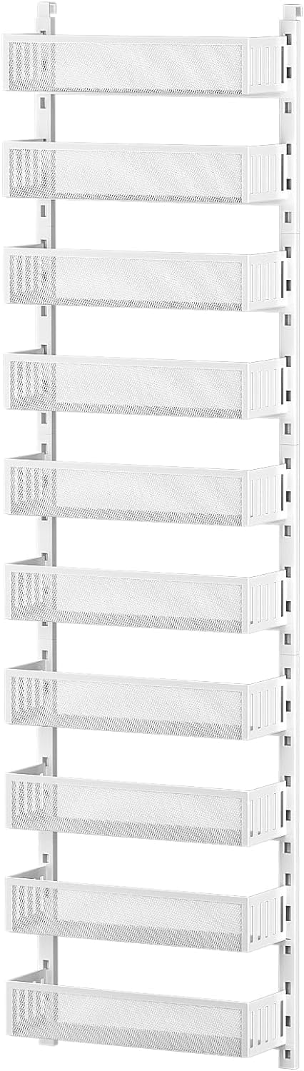 6-Tier Over The Door Pantry Organizer with Mesh Baskets, Adjustable & Stable Hanging Spice Rack for Kitchen, Bathroom, Bedroom, and Baby Essentials Storage