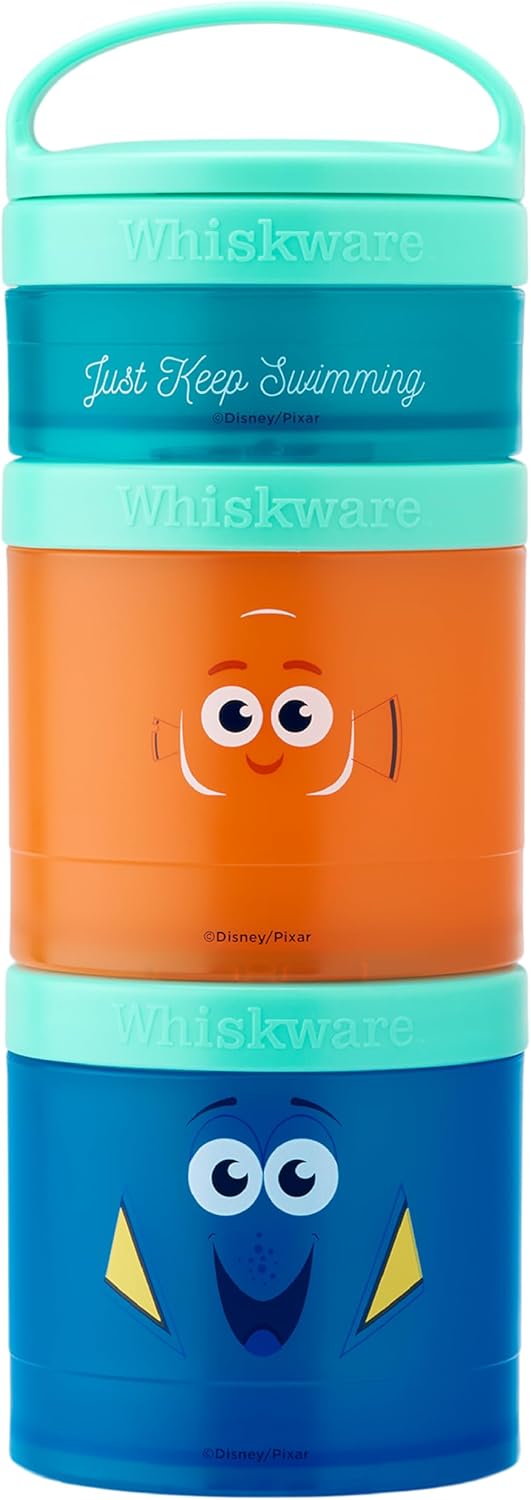 Whiskware Bluey Stackable Snack Containers for Babies, Toddlers, and Kids, 3 Stackable Snack Cups for School and Travel, Cupholder Friendly, Bluey and Bingo! Let’s Do This!