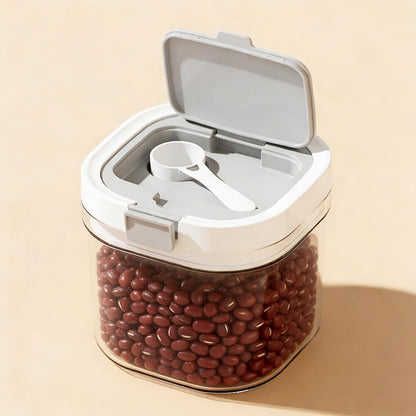 Airtight Food Storage Container with Spoon, 800ML Transparent Milk Powder Container, Moisture Proof Sugar Canister for Protein Powder, Sugar, Flour, Cereal