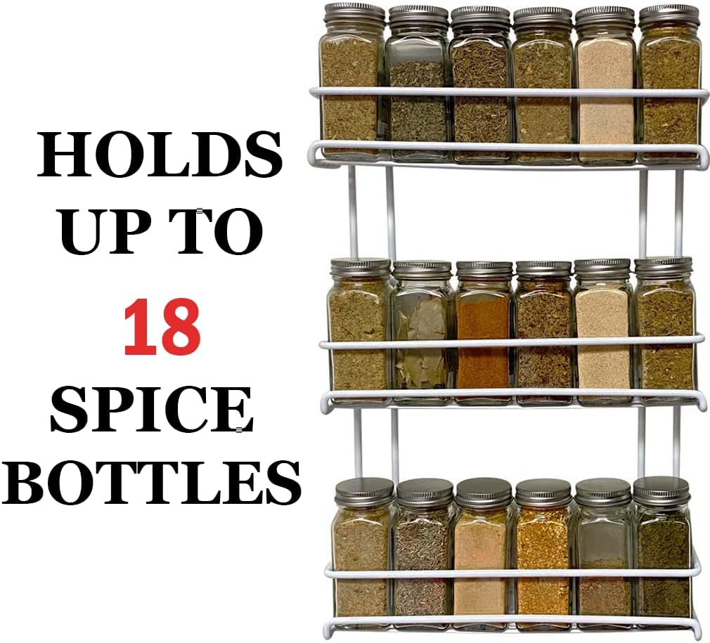 Evelots Over the Door Pantry Spice Rack Organizer -6 Tier -Holds up to 54 Spices- Adjustable Metal Baskets for Kitchen, Bathroom Storage & Organization (White) No Tool Easy Install