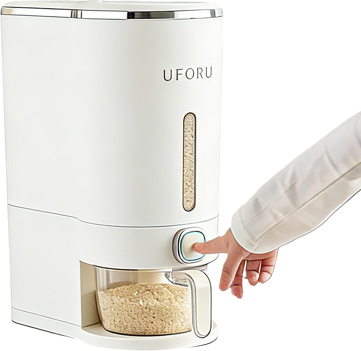 UFORU Rice Dispenser, Rice Storage Container with Measuring Cup for Kitchen Pantry Household, Cereal Dry Food Storage Containers Airtight, Sealed Moisture Proof (Brown 11 Lbs)
