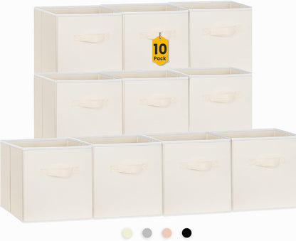 Criusia Large Storage Cubes, 13x13 Cube Storage Bins (Set of 10), Fabric Collapsible Storage Bins with Dual Handles, Foldable Cube Baskets for Shelf, Closet Organizers and Storage Box (Grey)
