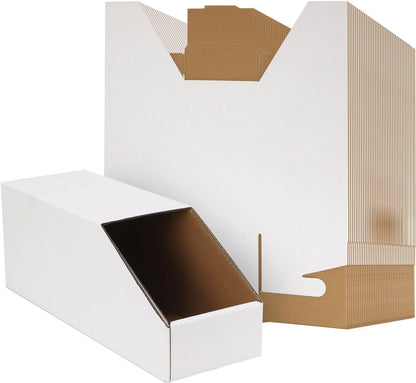 EXYGLO Cardboard Boxes, Pack of 35 Corrugated Storage Bins 12x6x4.5 inch Pantry Organizer Bins for Shelves Garage Office Organization