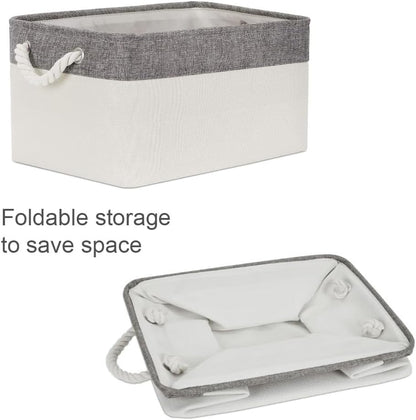 Fabric Storage Bins 12x8x5 inch [6-Pack] with Rope Handles - Decorative Baskets for Organizing