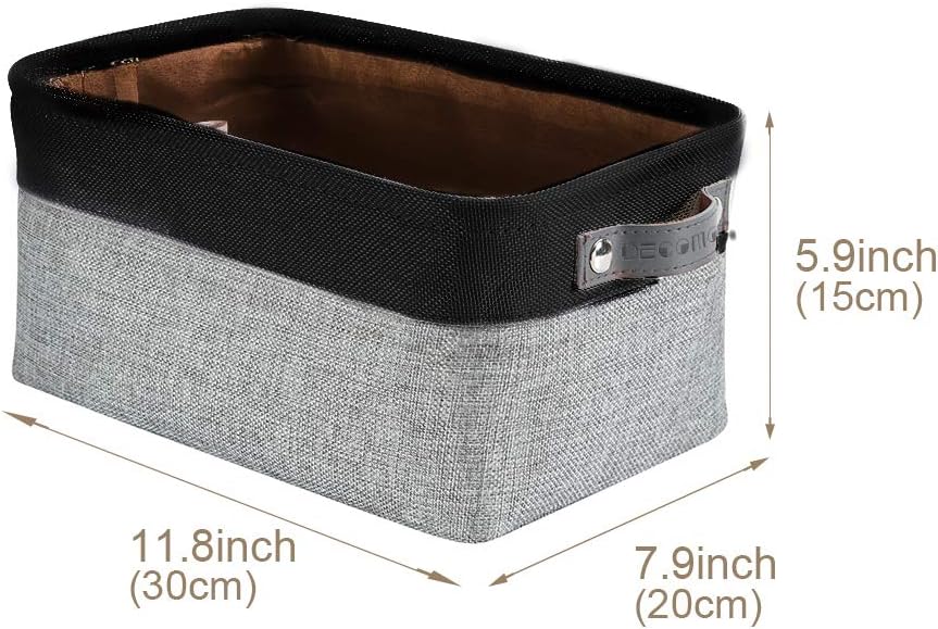 DECOMOMO Storage Bins, Large Fabric Storage Baskets for Shelves, Decorative Linen Closet Organizer, 15 x 11 x 9.5 inches (Beige & White, 3 Pack)