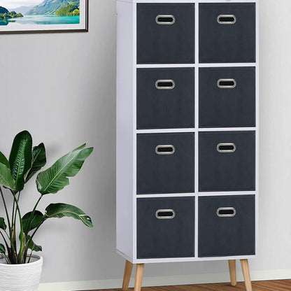 Black Fabric Cubby Storage Bins，13x13x13 Inches ，Cube Organizer Bin Foldable Storage Boxes with Dual Handles Fabric Organizer Box and collapsible Storage basket，Set of 3 ，Black