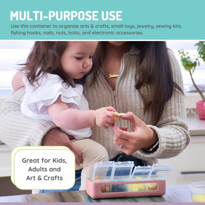 melii Snackle Box | 4 Compartment Snack Container with Individual Lids, BPA-Free Food Storage for Travel, School & On-the-Go Snacks, Kids & Family Organizer (Berry)