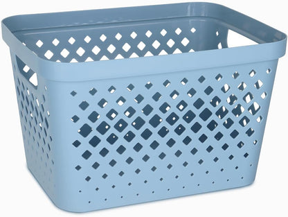 Glad Plastic Baskets for Organizing, Set of 6 | Pantry Storage for Under Counter, Linen Closet, and Bathroom | Nesting Shelf Bins with Handles, 1 Gallon, Grey