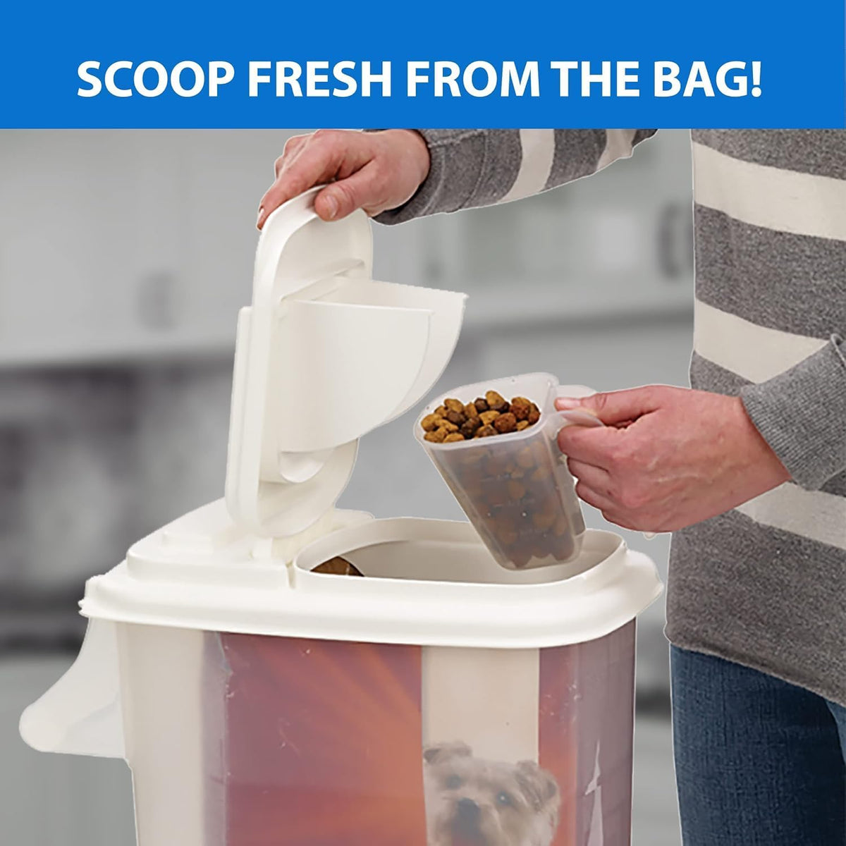 Buddeez Airtight Pet Food Storage Container - 50 QT/50 LB Capacity Dog Food Storage Container - Cat Food Container, Bird Seed Storage Container, Rolling Storage Bin, Air Tight with Handle & Scoop