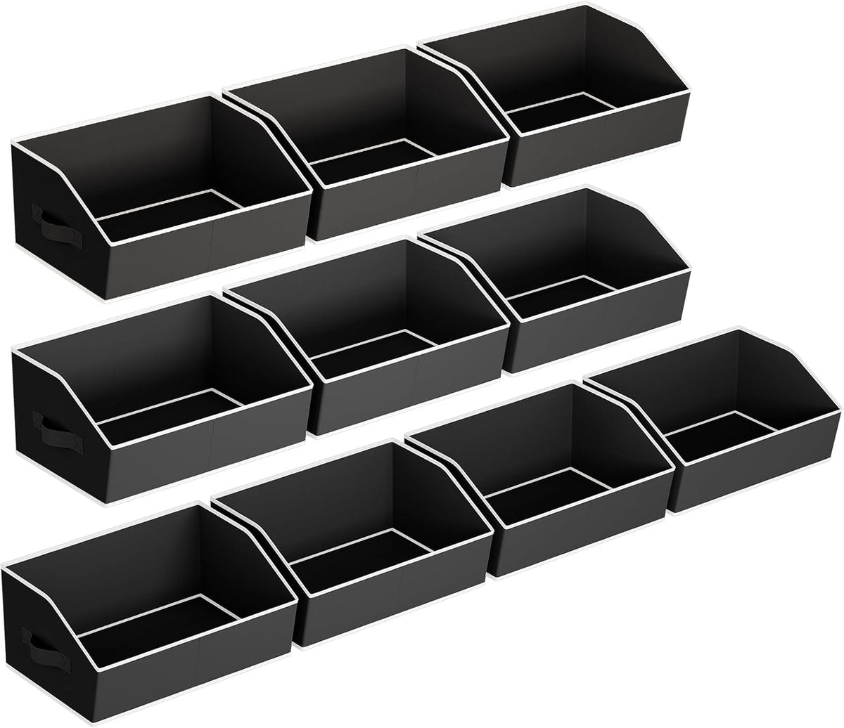 Homsorout Closet Organizers Bins 6 Packs - Large Closet Shelf Organizer with Handles, Fabric Trapezoid Storage Bins, Collapsible Storage Cubes for Clothes, Towels, Light Gray