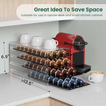 Acrylic Coffee Pod Holder for Nespresso OriginalLine Capsules, 40 Pods Capacity for Countertop Coffee Bar Home Office Kitchen