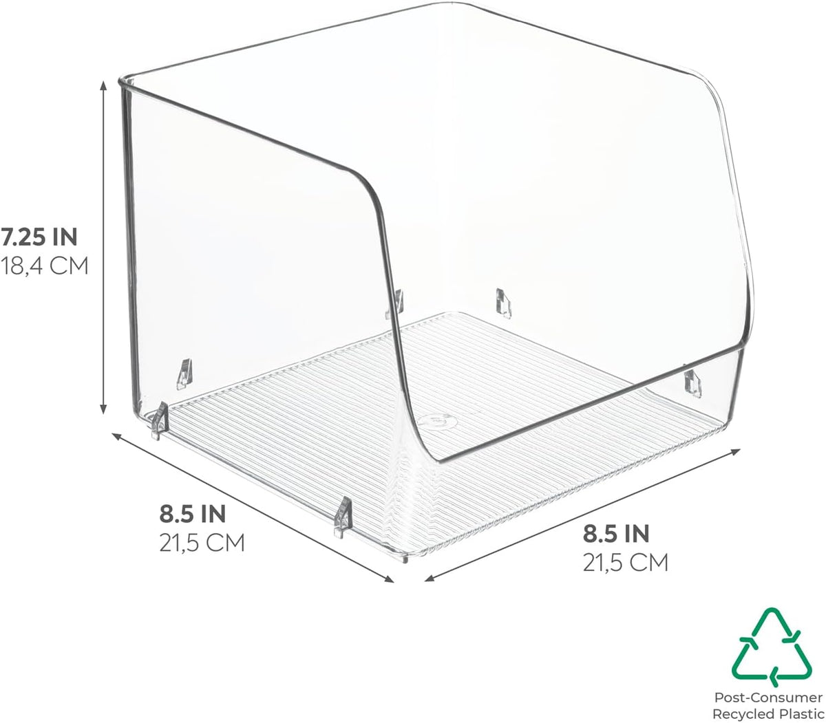 iDesign Linus Stacking Organizer Bins for Kitchen, Pantry, Office, Bathroom, Extra Large-Clear