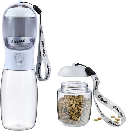 Cibaabo Dog Water Bottle with Food Container, Travel Puppy Water Bowl, Portable Pet Dispenser, Girl Dog Mom Gifts Accessories Stuff Essentials Necessities for Yorkie Chihuahua Cat Walking and Hiking