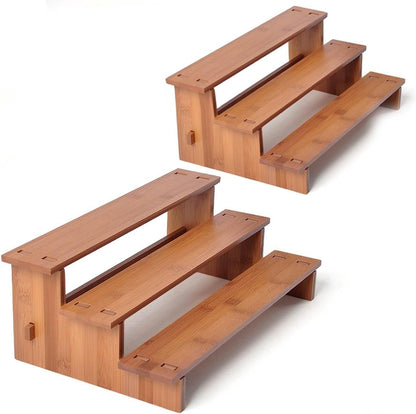 JinDoWin Cabinet Spice Organizer, Spice Organization for Cabinet, 3 Tier Spice Rack Organizer for Cabinet, Seasoning Organizer & Seasoning Rack, Kitchen Cabinet Organizer (1, Dark Bamboo)