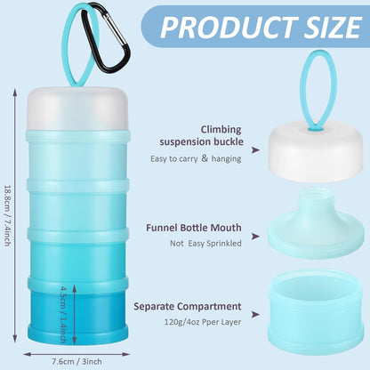 Baderke 2 Pcs Protein Powder Container with Funnels Stand, 4 Stackable Leakproof Protein Powder Dispenser, Portable Keychain Powder Container for Workout, Fitness, Travel(Gray, White)