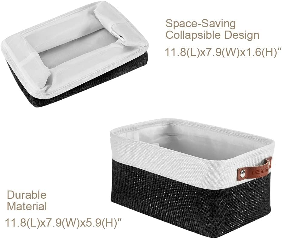 DECOMOMO Storage Bins, Large Fabric Storage Baskets for Shelves, Decorative Linen Closet Organizer, 15 x 11 x 9.5 inches (Beige & White, 3 Pack)