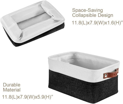 DECOMOMO Storage Bins, Large Fabric Storage Baskets for Shelves, Decorative Linen Closet Organizer, 15 x 11 x 9.5 inches (Beige & White, 3 Pack)