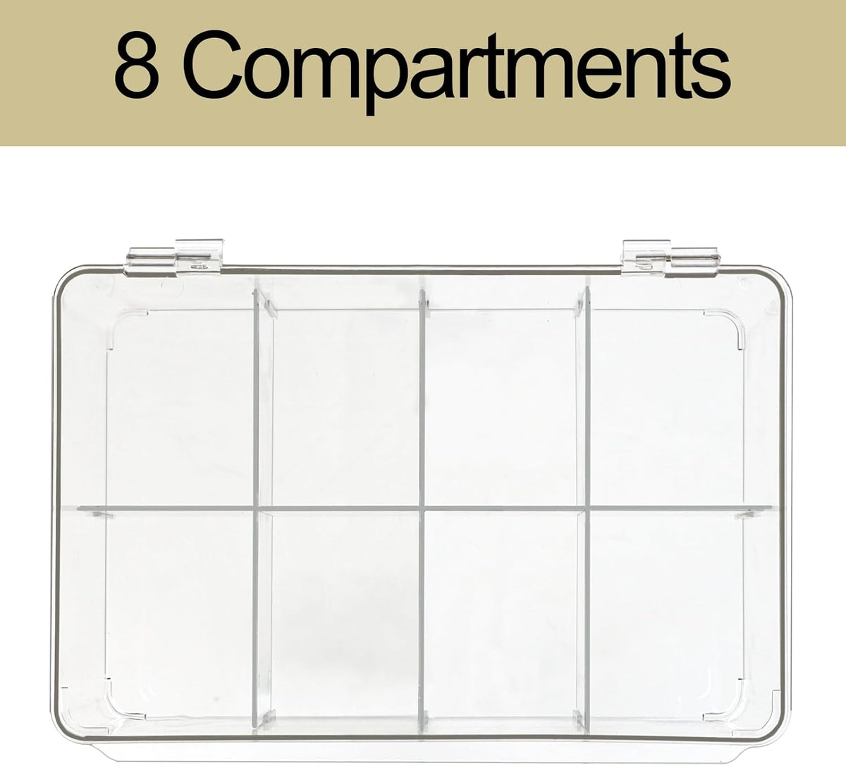 ZEXALOR Plastic Clear Storage Containers, Set of 2 Tea Bag Organizer Boxes 8 Compartments with Lids, Underwear Tie Drawer Organizer, Dresser Organizer (10.8×7×3.7")