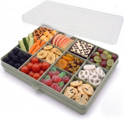 melii Snackle Box |12-Compartment Snack Container with Removable Dividers, BPA-Free Food Storage for Travel, School & On-the-Go Snacks, Kids & Family Organizer (Grey)
