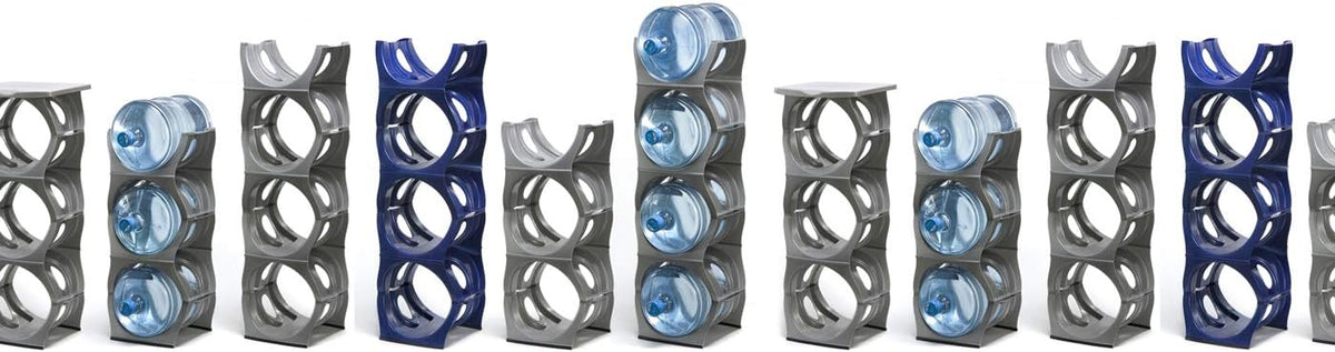 Bariboo Stackable Water Bottle Storage Rack Best Water Jugs 5 Gallon Organizer. Jug Holder for Kitchen, Cabinet and Office Organizing. Reinforced Polypropylene (Silver, 4 No Shelf)