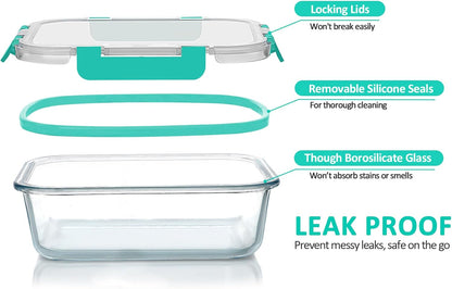 M MCIRCO [80 oz & 36 oz Extra Large Glass Food Storage/Baking Containers Set with Lids, 2 Pack 80 oz(10 cup)&2 Pack 36 oz (4.5 cup) Airtight Glass Container,Microwave,Oven,Freezer and Dishwasher