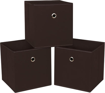Black Foldable Storage Cubes Bins ,11 Inch Cloth Storage Cube Fabric Storage Box Cubes Organizer Baskets with Handles for Home Organizer Set of 3 (Black)