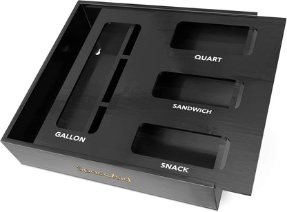 Bag Storage Organizer for Kitchen Drawer, Bamboo Organizer, Compatible with Gallon, Quart, Sandwich and Snack Variety Size Bag (1 Box 4 Slots)