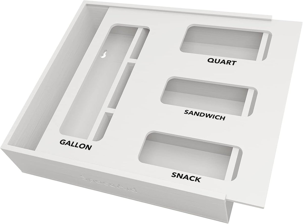 Bag Storage Organizer for Kitchen Drawer, Bamboo Organizer, Compatible with Gallon, Quart, Sandwich and Snack Variety Size Bag (1 Box 4 Slots)