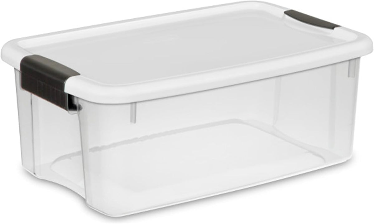 Ultra Latch Box with Lids for Home and Office, 18 Quart, 6-Pack | Heavy-Duty and Stackable Plastic Containers with Latches for Closet, Cabinet, Bedroom, Bathroom and Dorm Room Organization