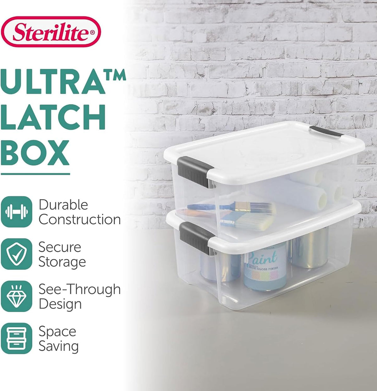 Ultra Latch Box with Lids for Home and Office, 18 Quart, 6-Pack | Heavy-Duty and Stackable Plastic Containers with Latches for Closet, Cabinet, Bedroom, Bathroom and Dorm Room Organization