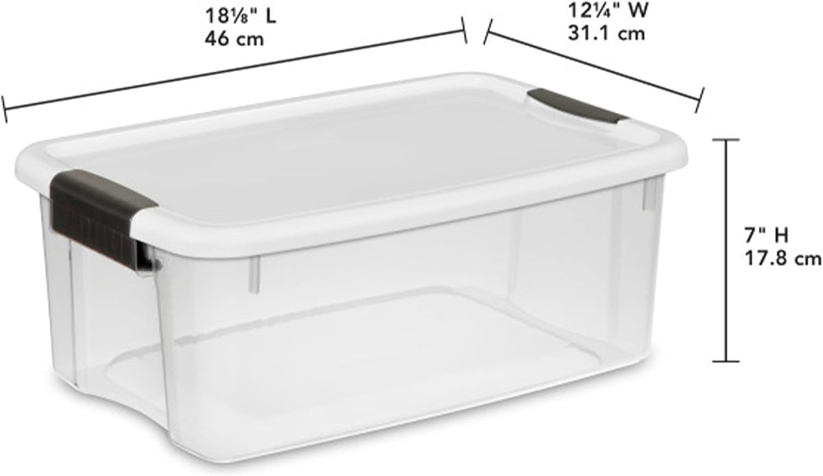 Ultra Latch Box with Lids for Home and Office, 18 Quart, 6-Pack | Heavy-Duty and Stackable Plastic Containers with Latches for Closet, Cabinet, Bedroom, Bathroom and Dorm Room Organization
