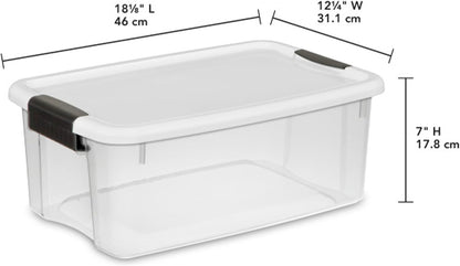 Ultra Latch Box with Lids for Home and Office, 18 Quart, 6-Pack | Heavy-Duty and Stackable Plastic Containers with Latches for Closet, Cabinet, Bedroom, Bathroom and Dorm Room Organization
