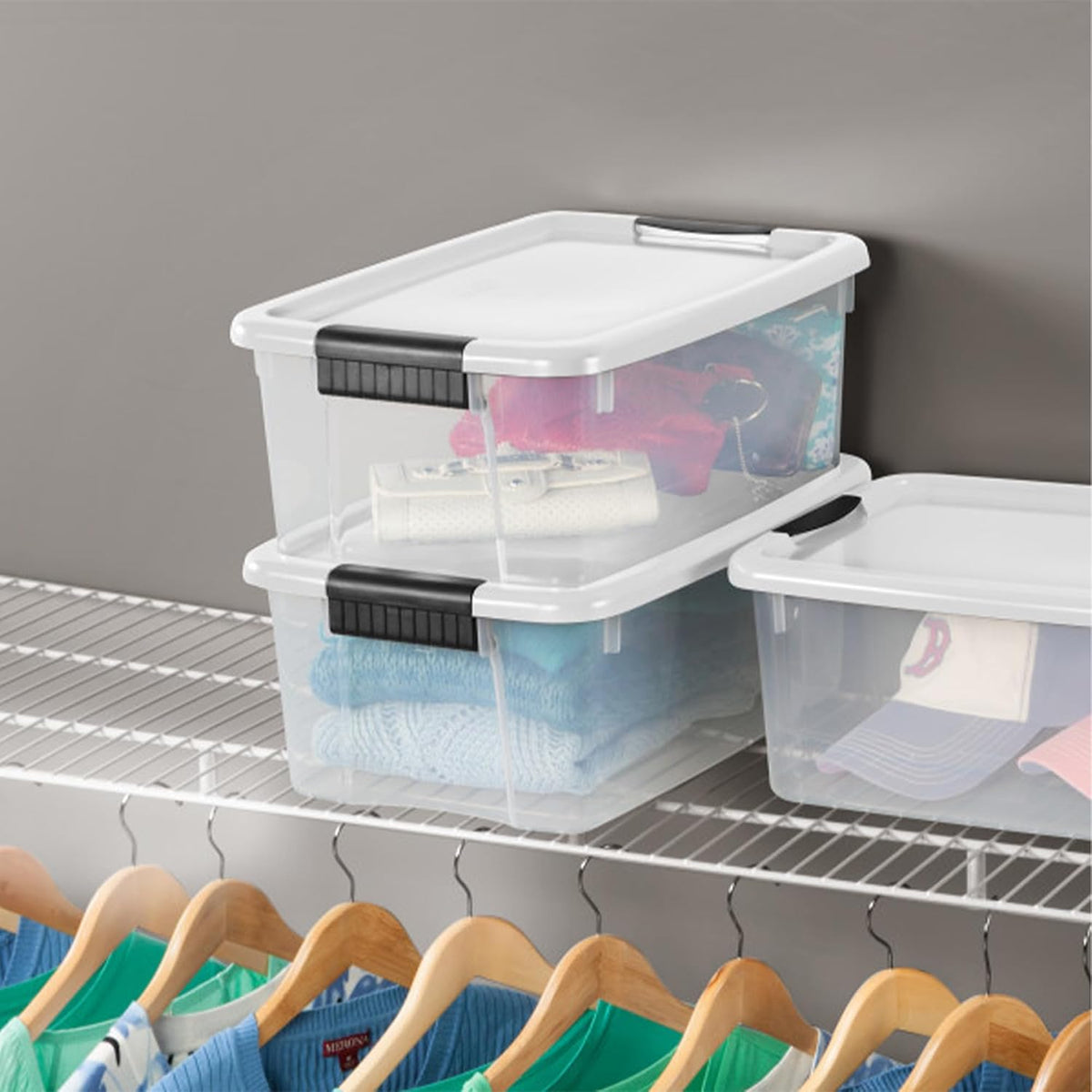 Ultra Latch Box with Lids for Home and Office, 18 Quart, 6-Pack | Heavy-Duty and Stackable Plastic Containers with Latches for Closet, Cabinet, Bedroom, Bathroom and Dorm Room Organization