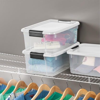 Ultra Latch Box with Lids for Home and Office, 18 Quart, 6-Pack | Heavy-Duty and Stackable Plastic Containers with Latches for Closet, Cabinet, Bedroom, Bathroom and Dorm Room Organization
