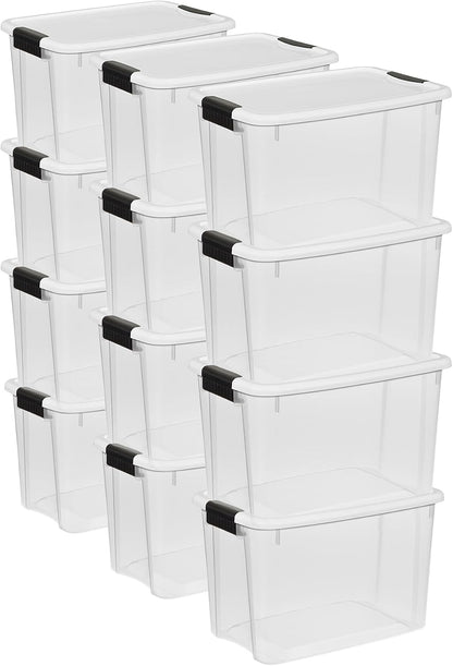 Ultra Latch Box with Lids for Home and Office, 18 Quart, 6-Pack | Heavy-Duty and Stackable Plastic Containers with Latches for Closet, Cabinet, Bedroom, Bathroom and Dorm Room Organization